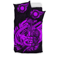 Polynesian Bedding Set - Nauru Duvet Cover Set Father And Son Purple - Polynesian Pride