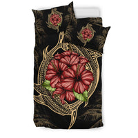 Hawaii Shark Hibiscus Gold Bedding Set - Polynesian Pride