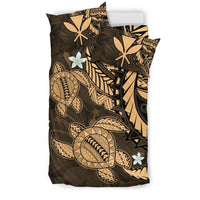 Hawaii Bedding Set - Hawaii Polynesian Turtle Hibiscus Bedding Set - Gold - Polynesian Pride
