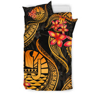 Polynesian Bedding Set - Tahiti Duvet Cover Set - Gold Plumeria - Polynesian Pride