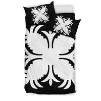 Hawaiian Bedding Set Royal Pattern - Black And White - A2 Style - Polynesian Pride