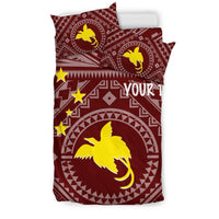 Papua New Guinea Personalised Bedding Set - Flag With Polynesian Patterns (Red) - Polynesian Pride