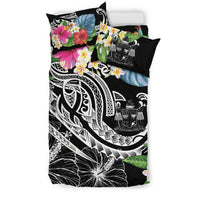 Fiji Polynesian Bedding Set - Summer Plumeria (Black) - Polynesian Pride