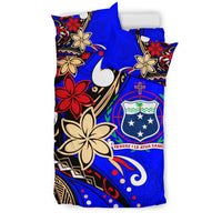 Samoa Bedding Set - Tribal Flower With Special Turtles Blue Color - Polynesian Pride