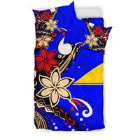 Tokelau Polynesian Bedding Set - Tribal Flower With Special Turtles Blue Color - Polynesian Pride