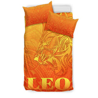 Sun In Leo Zodiac Bedding Set Polynesian Tattoo Simple - Orange - Polynesian Pride
