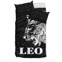 Sun In Leo Zodiac Bedding Set Polynesian Tattoo Simple - White - Polynesian Pride