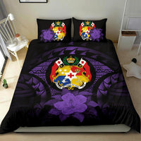 Tonga Duvet Cover Set - Tonga Coat Of Arms & Purple Hibiscus - Polynesian Pride