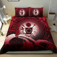 Cook Islands Bedding Set - Wave And Hibiscus Red - Polynesian Pride