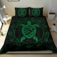Hawaiian Map Turtle Wave Polynesian Bedding Set Green - Polynesian Pride