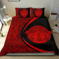 Hawaiian Madame Pele Plumeria Polynesian Bedding Set Circle Style Red - Polynesian Pride