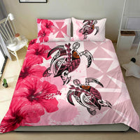 Polynesian Duvet Cover Set - Wallis And Futuna Bedding Set Polynesia Turtle Hibiscus Pink - Polynesian Pride
