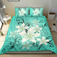 Hawaiian Plumeria Polynesian Bedding Set - Turquoise - Polynesian Pride