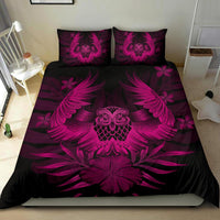 Hawaiian Owl Hibiscus Plumeria Polynesian Bedding Set - Pink - Polynesian Pride