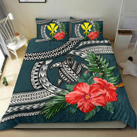 Kanaka Maoli (Hawaiian) Bedding Set - Polynesian Turtle Hibiscus Dark Blue - Polynesian Pride