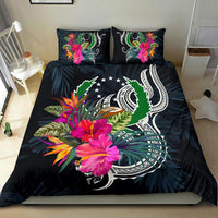 Polynesian Bedding Set - Pohnpei Duvet Cover Set Tropical Flowers Blue - Polynesian Pride