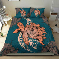 Hawaii Bedding Set - Hawaii Polynesian Turtle Hibiscus Bedding Set - Orange - Polynesian Pride