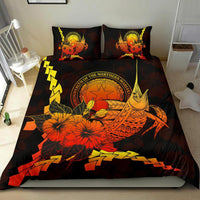 Northern Mariana Islands Polynesian Bedding Set - Swordfish With Hibiscus - Polynesian Pride