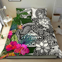 American Samoa Bedding Set White - Turtle Plumeria Banana Leaf - Polynesian Pride
