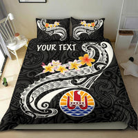 Tahiti Custom Personalised Bedding Set - Tahiti Seal Polynesian Patterns Plumeria (Black) - Polynesian Pride