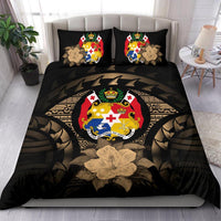 Tonga Duvet Cover Set - Tonga Coat Of Arms & Brown Hibiscus - Polynesian Pride
