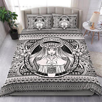 Hawaiian Map Madame Pele Kanaka Plumeria Polynesian Bedding Set White - Polynesian Pride