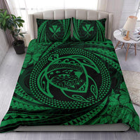 Hawaiian Kanaka Honu Hibiscus Tornado Green Polynesian Bedding Set - Polynesian Pride