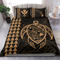 Hawaiian Map Kakau Turtle Kanaka Polynesian Bedding Set - Gold - Polynesian Pride