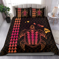 Hawaiian Map Kakau Turtle Polynesian Bedding Set - Orange - Polynesian Pride