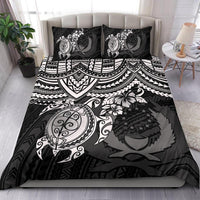 Pohnpei Polynesian Duvet Cover Set - Polynesian White Turtle Black - Polynesian Pride