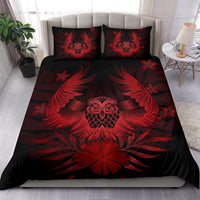Hawaiian Owl Hibiscus Plumeria Polynesian Bedding Set - Red - Polynesian Pride
