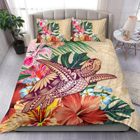 Hawaii Bedding Set - Hawaii Tropical Hibiscus Plumeria Turtle Beige Bedding Set - Polynesian Pride