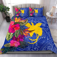 Papua New Guinea Bedding Set - Hibiscus Polynesian Pattern Blue Version Blue - Polynesian Pride