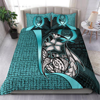 Pohnpei Micronesian Bedding Set Turquoise - Turtle With Hook Turquoise - Polynesian Pride