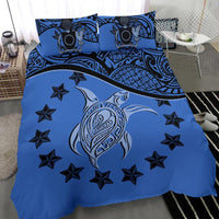 Cook Island Duvet Cover Set - Cook Island Flag & Coat Of Arms Blue - Polynesian Pride