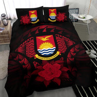 Kiribati Duvet Cover Set - Kiribati Coat Of Arms & Red Hibiscus - Polynesian Pride