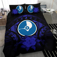 Yap Duvet Cover Set - Yap Flag & Dark Blue Hibiscus - Polynesian Pride