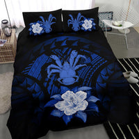 Niue Duvet Cover Set - Coconut Crab & Dark Blue Hibiscus - Polynesian Pride