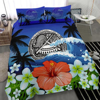American Samoa Duvet Cover Set - American Samoa Coat Of Arms Wave Hibiscus - Polynesian Pride