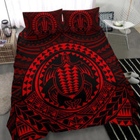 Hawaiian Kakau Honu Arc Red Polynesian Bedding Set - Polynesian Pride