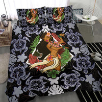 Polynesian Hawaii Duvet Cover Set - Hawaiian Girl Silver - Polynesian Pride