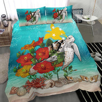 Polynesian Duvet Cover Set - Papua New Guinea Bedding Set Ocean Turtle Hibiscus - Polynesian Pride