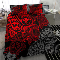Polynesian Hawaii (Kanaka Maoli) Duvet Cover Set - Red Hibiscus Turtle Flowing RED - Polynesian Pride