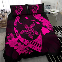 Hawaiian Map Hibiscus Turtle Fish Hook Polynesian Bedding Set Pink - Polynesian Pride