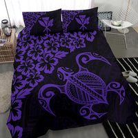 Hawaiian Map Turtle Hibiscus Kanaka Polynesian Bedding Set - Purple - Polynesian Pride