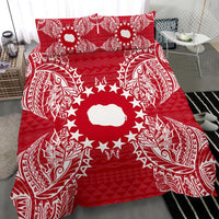 Polynesian Bedding Set - Cook Islands Duvet Cover Set Map Red White - Polynesian Pride