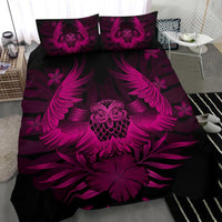 Hawaiian Owl Hibiscus Plumeria Polynesian Bedding Set - Pink - Polynesian Pride