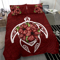 Hawaii Bedding Set - Hawaii Turtle Hibiscus Polynesian Bedding Set - Red Two - Polynesian Pride
