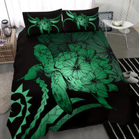 Hawaii Bedding Set - Hawaii Turtle Hibiscus Polynesian Vintage Bedding Set - Green - Polynesian Pride