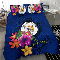 Polynesian Bedding Set - Niue Duvet Cover Set Floral With Seal Blue - Polynesian Pride